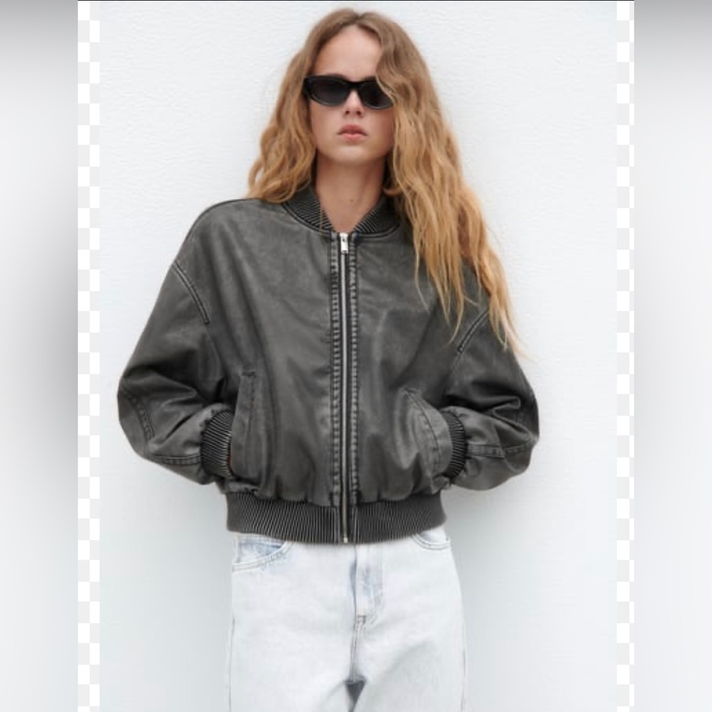 Zara faux leather bomber